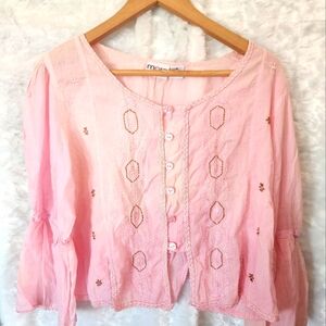 Pink boho crop blouse size M